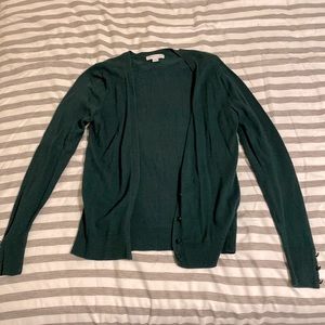 New York and company dark green cardigan